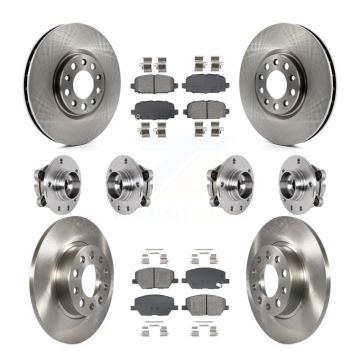 Front Rear Hub Bearing Assembly Disc Brake Rotor And Pads Kit (10Pc) For Jeep Compass AWD KBB-128517