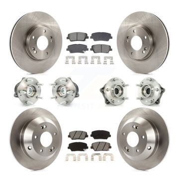Front Rear Hub Bearing Brake Rotor & Pads Kit (10Pc) For Hyundai Santa Fe Kia Sorento FWD KBB-128545