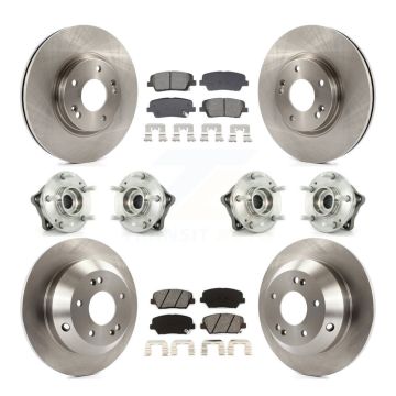 Front Rear Hub Bearing Brake Rotor & Pads Kit (10Pc) For Hyundai Santa Fe Kia Sorento AWD KBB-128546