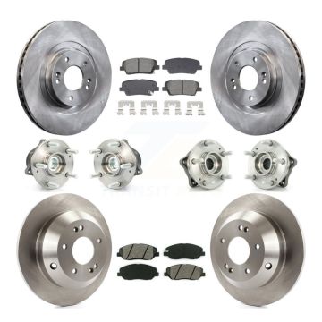 Front Rear Hub Bearing Brake Rotor & Pad Kit (10Pc) For Hyundai Santa Fe XL FWD with 3.3L KBB-128547