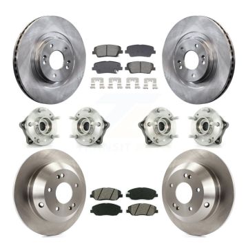Front Rear Hub Bearing Brake Rotor & Pad Kit (10Pc) For Hyundai Santa Fe XL AWD with 3.3L KBB-128548