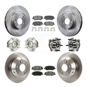 Front Rear Hub Bearing Brake Rotor & Pad Kit (10Pc) For Hyundai Santa Fe XL FWD with 3.3L KBB-128549