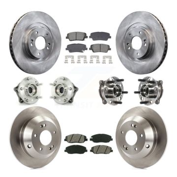 Front Rear Hub Bearing Brake Rotor & Pad Kit (10Pc) For Hyundai Santa Fe XL AWD with 3.3L KBB-128550