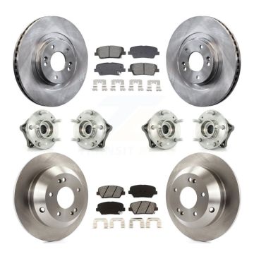 Front Rear Hub Bearing Brake Rotor Pads Kit (10Pc) For Hyundai Santa Fe Sport Kia Sorento KBB-128552
