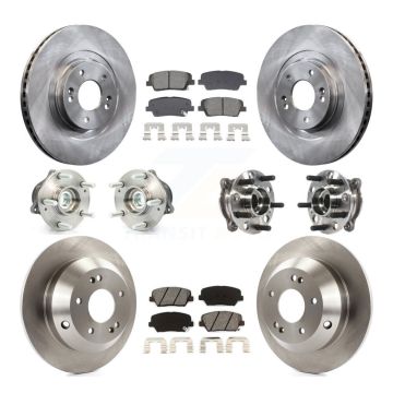 Front Rear Hub Bearings Disc Brake Rotors And Pads Kit (10Pc) For Hyundai Santa Fe Sport KBB-128553