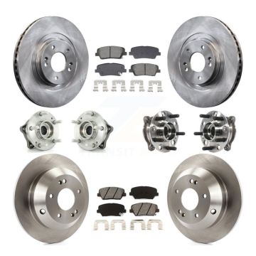 Front Rear Hub Bearings Disc Brake Rotors And Pads Kit (10Pc) For Hyundai Santa Fe Sport KBB-128554