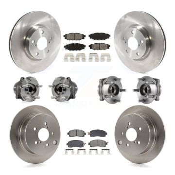 Front Rear Hub Bearings Assembly Disc Brake Rotors And Pads Kit (10Pc) For Subaru Impreza KBB-128556