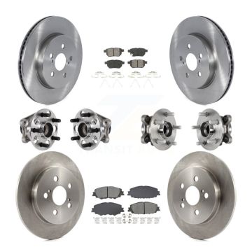 Front Rear Hub Bearing Disc Brake Rotor & Pad Kit (10Pc) For 2020-2022 Toyota Prius Prime KBB-128559