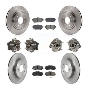 Front Rear Hub Bearing Disc Brake Rotor And Pad Kit (10Pc) For Nissan Rogue Sport Qashqai KBB-128560