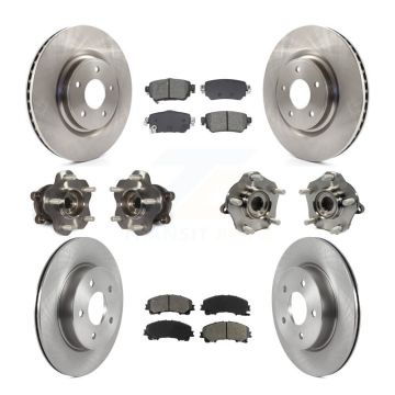 Front Rear Hub Bearing Disc Brake Rotor And Semi-Metallic Pad Kit (10Pc) For Nissan Rogue KBB-128562