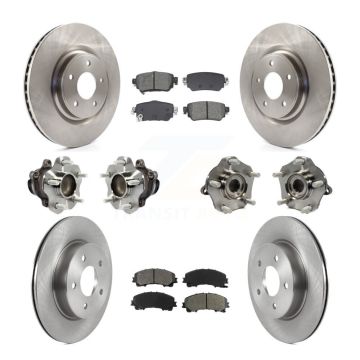 Front Rear Hub Bearing Disc Brake Rotor And Semi-Metallic Pad Kit (10Pc) For Nissan Rogue KBB-128563