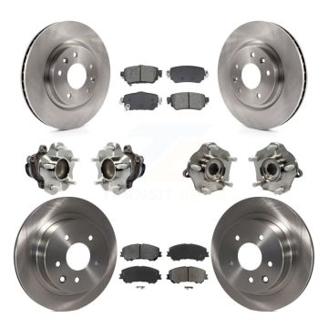 Front Rear Hub Bearing Brake Rotor Pads Kit (10Pc) For 2019 Nissan Rogue Sport S with FWD KBB-128565