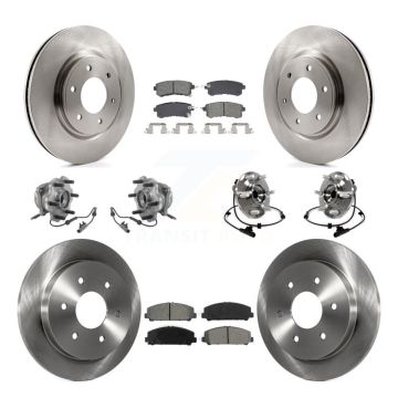 Front Rear Hub Bearing Brake Rotor Pads Kit (10Pc) For Nissan Armada AWD With Solid KBB-128568