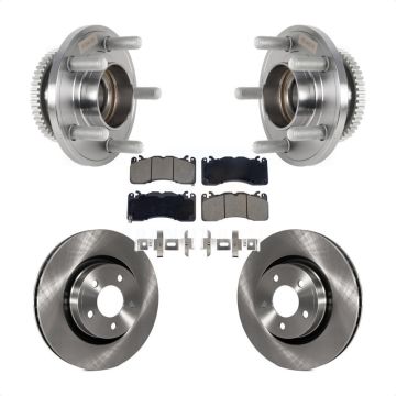 Front Hub Bearing Disc Brake Rotor & Pads Kit For 2015 Ford Mustang V6 With Brembo Brakes KBB-128585