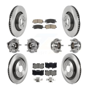 Front Rear Hub Bearing Brake Rotor Pads Kit (10Pc) For Ford Mustang Without Brembo Brakes KBB-128606