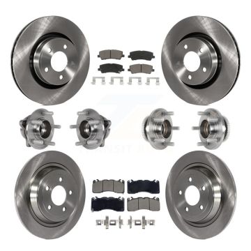 Front Rear Hub Bearing Brake Rotor Pads Kit (10Pc) For 15 Ford Mustang With Brembo Brakes KBB-128607