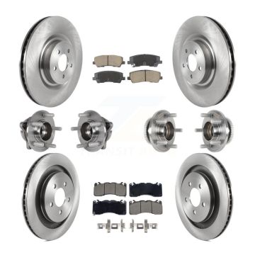 Front Rear Hub Bearing Brake Rotor And Pad Kit (10Pc) For Ford Mustang With Brembo Brakes KBB-128608