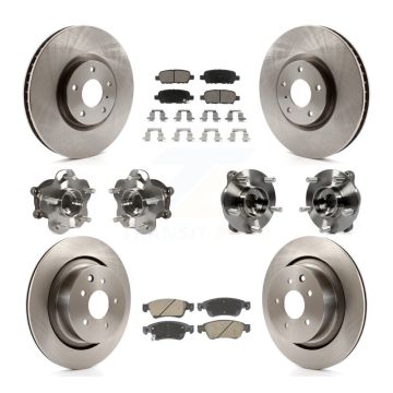 Front Rear Hub Bearing Disc Brake Rotors And Ceramic Pads Kit (10Pc) For INFINITI G35 Q60 KBB-128610
