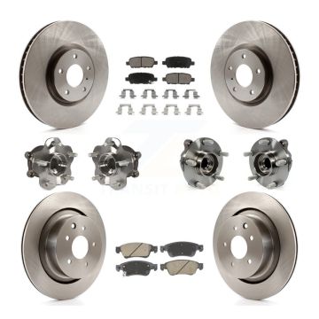 Front Rear Hub Bearing Disc Brake Rotors And Ceramic Pads Kit (10Pc) For INFINITI G35 Q60 KBB-128611