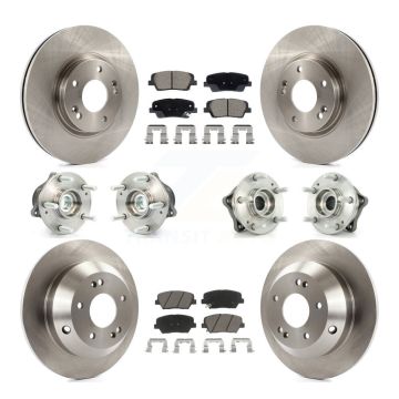 Front Rear Hub Bearing Brake Rotor & Pads Kit (10Pc) For Hyundai Santa Fe Kia Sorento FWD KBB-128628