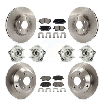 Front Rear Hub Bearing Brake Rotor & Pads Kit (10Pc) For Hyundai Santa Fe Kia Sorento AWD KBB-128629