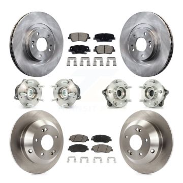 Front Rear Hub Bearing Brake Rotor & Pad Kit (10Pc) For Hyundai Santa Fe XL FWD with 3.3L KBB-128630