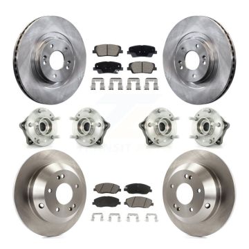 Front Rear Hub Bearing Brake Rotor & Pad Kit (10Pc) For Hyundai Santa Fe XL AWD with 3.3L KBB-128631