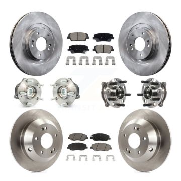 Front Rear Hub Bearing Brake Rotor & Pad Kit (10Pc) For Hyundai Santa Fe XL FWD with 3.3L KBB-128632