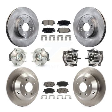 Front Rear Hub Bearings Disc Brake Rotors And Pads Kit (10Pc) For Hyundai Santa Fe Sport KBB-128636