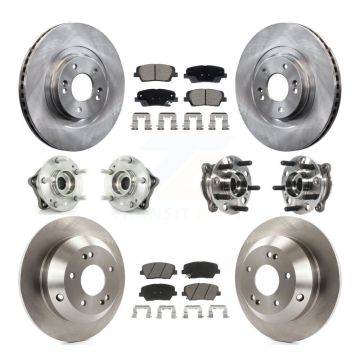 Front Rear Hub Bearings Disc Brake Rotors And Pads Kit (10Pc) For Hyundai Santa Fe Sport KBB-128637