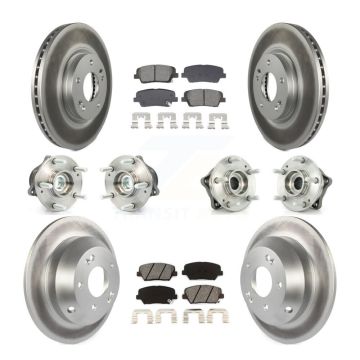 Front Rear Hub Bearing Coated Brake Rotor Pad Kit (10Pc) For Hyundai Santa Fe Kia Sorento KBB-128674