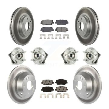 Front Rear Hub Bearing Coated Brake Rotor Pad Kit (10Pc) For Hyundai Santa Fe Kia Sorento KBB-128675