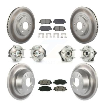 Front Rear Hub Bearing Coated Disc Brake Rotor And Pad Kit (10Pc) For Hyundai Santa Fe XL KBB-128676