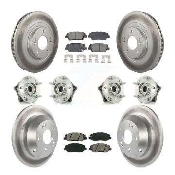 Front Rear Hub Bearing Coated Disc Brake Rotor And Pad Kit (10Pc) For Hyundai Santa Fe XL KBB-128677