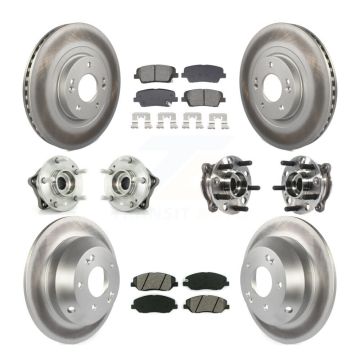 Front Rear Hub Bearing Coated Disc Brake Rotor And Pad Kit (10Pc) For Hyundai Santa Fe XL KBB-128679