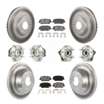 Front Rear Hub Bearing Coated Brake Rotor & Pad Kit (10Pc) For Hyundai Santa Fe Sport Kia KBB-128680