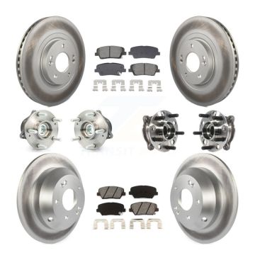 Front Rear Hub Bearing Coated Disc Brake Rotor Pads Kit (10Pc) For Hyundai Santa Fe Sport KBB-128682