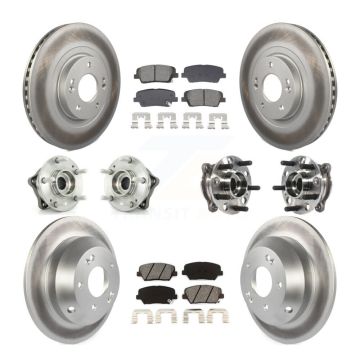 Front Rear Hub Bearing Coated Disc Brake Rotor Pads Kit (10Pc) For Hyundai Santa Fe Sport KBB-128683