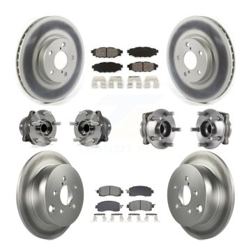 Front Rear Hub Bearings Coated Disc Brake Rotors And Pads Kit (10Pc) For Subaru Impreza KBB-128685