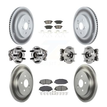 Front Rear Hub Bearing Coated Brake Rotor Pad Kit (10Pc) For 2020-2022 Toyota Prius Prime KBB-128688