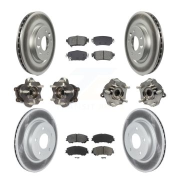 Front Rear Hub Bearing Coated Brake Rotor & Pad Kit (10Pc) For Nissan Rogue Sport Qashqai KBB-128689