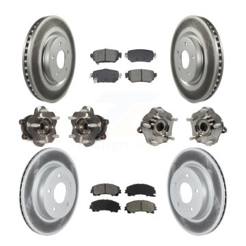 Front Rear Hub Bearings Coated Disc Brake Rotors And Pads Kit (10Pc) For Nissan Rogue KBB-128691