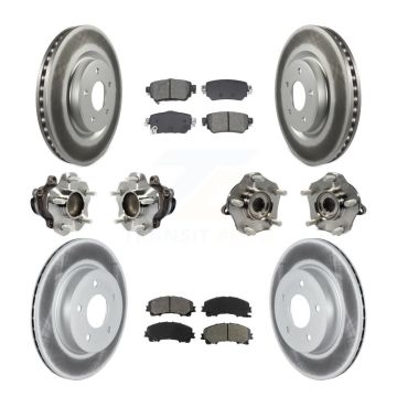 Front Rear Hub Bearings Coated Disc Brake Rotors And Pads Kit (10Pc) For Nissan Rogue KBB-128692