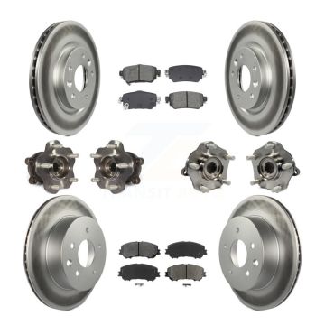 Front Rear Hub Bearing Coat Brake Rotor Pads Kit (10Pc) For Nissan Rogue Sport S with AWD KBB-128693