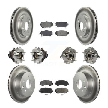 Front Rear Hub Bearing Coat Brake Rotor Pads Kit (10Pc) For Nissan Rogue Sport S with FWD KBB-128694