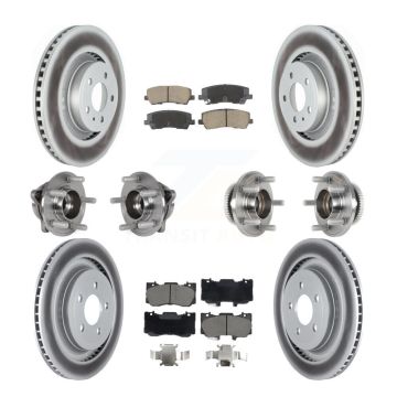 Front Rear Hub Bearings Coated Disc Brake Rotors And Pads Kit (10Pc) For Ford Mustang KBB-128700