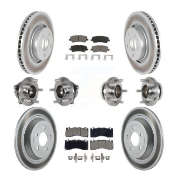 Front Rear Hub Bearing Coat Brake Rotor Pad Kit (10Pc) For 2015 Ford Mustang V6 with 3.7L KBB-128701