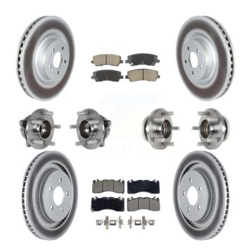 Front Rear Hub Bearings Coated Disc Brake Rotors And Pads Kit (10Pc) For Ford Mustang KBB-128702