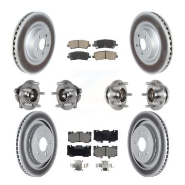 Front Rear Hub Bearings Coated Disc Brake Rotors And Pads Kit (10Pc) For Ford Mustang KBB-128703