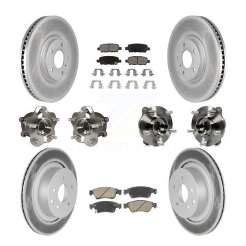 Front Rear Hub Bearings Coated Disc Brake Rotors And Pads Kit (10Pc) For INFINITI G35 Q60 KBB-128710